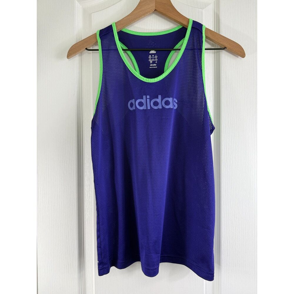 Adidas Women's Purple Mesh Athletic Tank Top Racerback Green Trim Size S